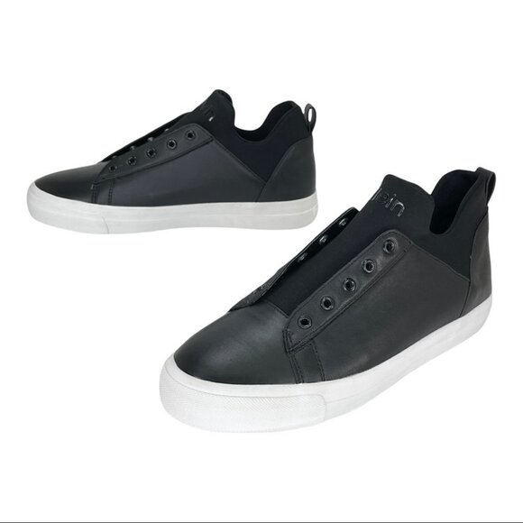 Calvin Klein Valorie Black Leather Neoprene Womens Sneakers Size 10M - Picture 12 of 14